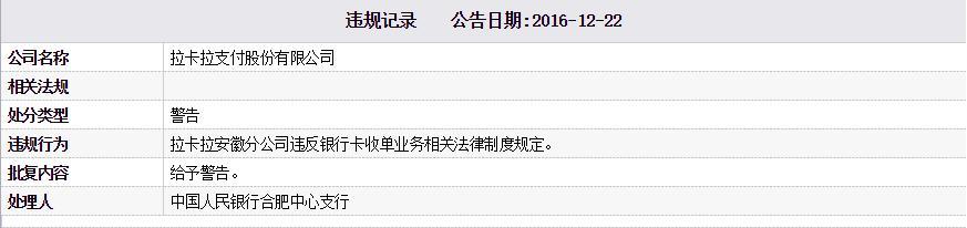 领取POS机：违规成常态？拉卡拉分公司遭央行罚款3万元，近5年来9次遭央行处罚