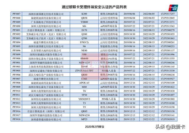 pos机刷卡：最新！银联发布通过安全认证POS产品列表，111款已失效